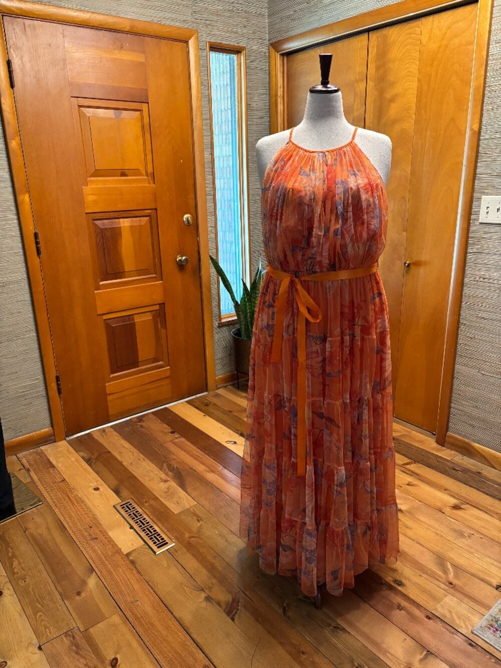 Candalite Women's Floral Orange Sundress 2X
